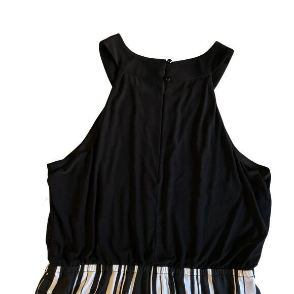 Halter Top Jumpsuit XL Christmas Outfit Wide Leg Romper  Black and White Stripes - Picture 6 of 10
